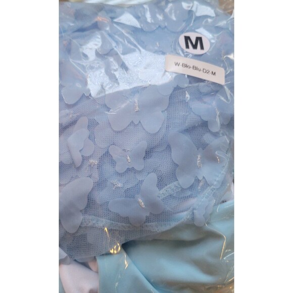 Blooming Jelly Blue 3 Piece Triangle Halter Thong Bikini Set Butterfly Sz M - Picture 9 of 9